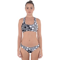 Abstract Nature Black White Cross Back Hipster Bikini Set