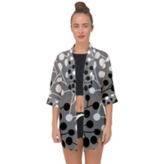 Abstract Nature Black White Open Front Chiffon Kimono by Maspions