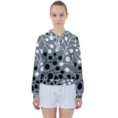 Abstract Nature Black White Women s Tie Up Sweat