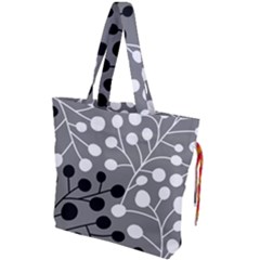 Abstract Nature Black White Drawstring Tote Bag