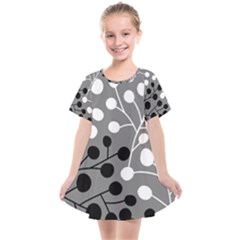 Abstract Nature Black White Kids  Smock Dress