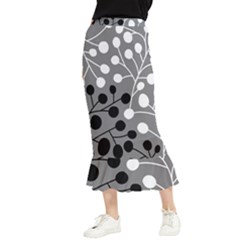 Abstract Nature Black White Maxi Fishtail Chiffon Skirt