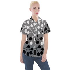 Abstract Nature Black White Women s Short Sleeve Pocket Shirt