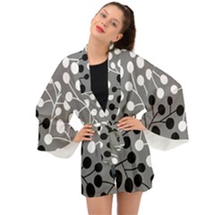 Abstract Nature Black White Long Sleeve Kimono