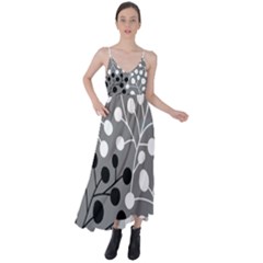 Abstract Nature Black White Tie Back Maxi Dress