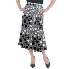 Abstract Nature Black White Midi Mermaid Skirt by Maspions