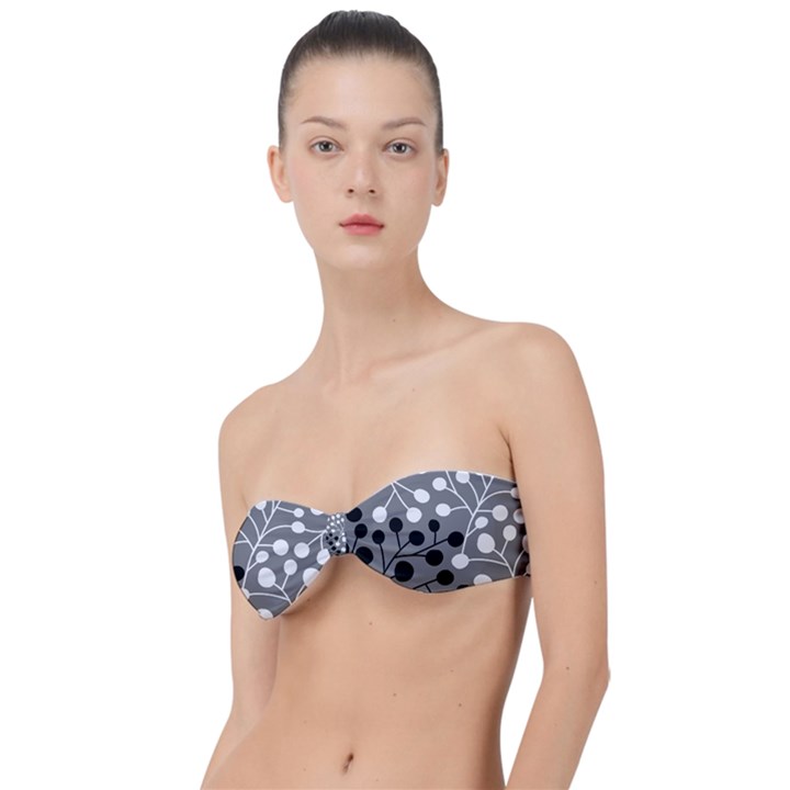 Abstract Nature Black White Classic Bandeau Bikini Top 