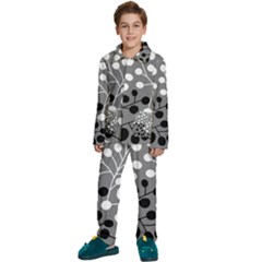 Abstract Nature Black White Kids  Long Sleeve Velvet Pajamas Set by Maspions