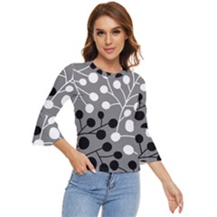 Abstract Nature Black White Bell Sleeve Top