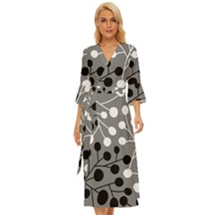 Abstract Nature Black White Midsummer Wrap Dress