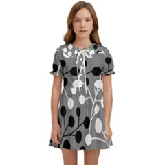 Abstract Nature Black White Kids  Sweet Collar Dress