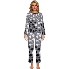 Abstract Nature Black White Womens  Long Sleeve Lightweight Pajamas Set by Maspions