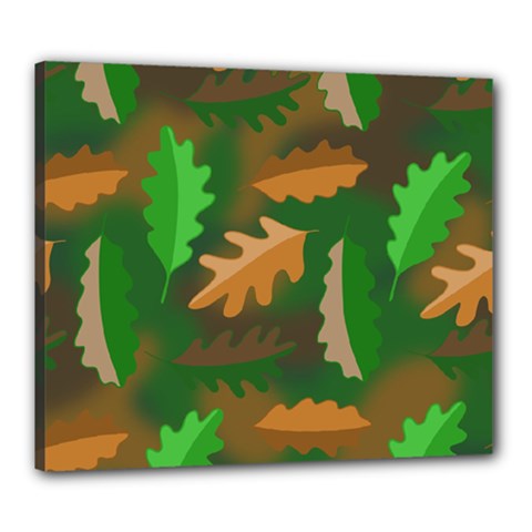 Leaves Foliage Pattern Oak Autumn Canvas 24  X 20  (stretched) by Maspions