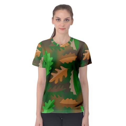 Leaves Foliage Pattern Oak Autumn Women s Sport Mesh T-shirt by Maspions