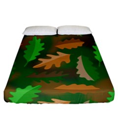 Leaves Foliage Pattern Oak Autumn Fitted Sheet (california King Size)