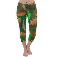 Leaves Foliage Pattern Oak Autumn Capri Winter Leggings 