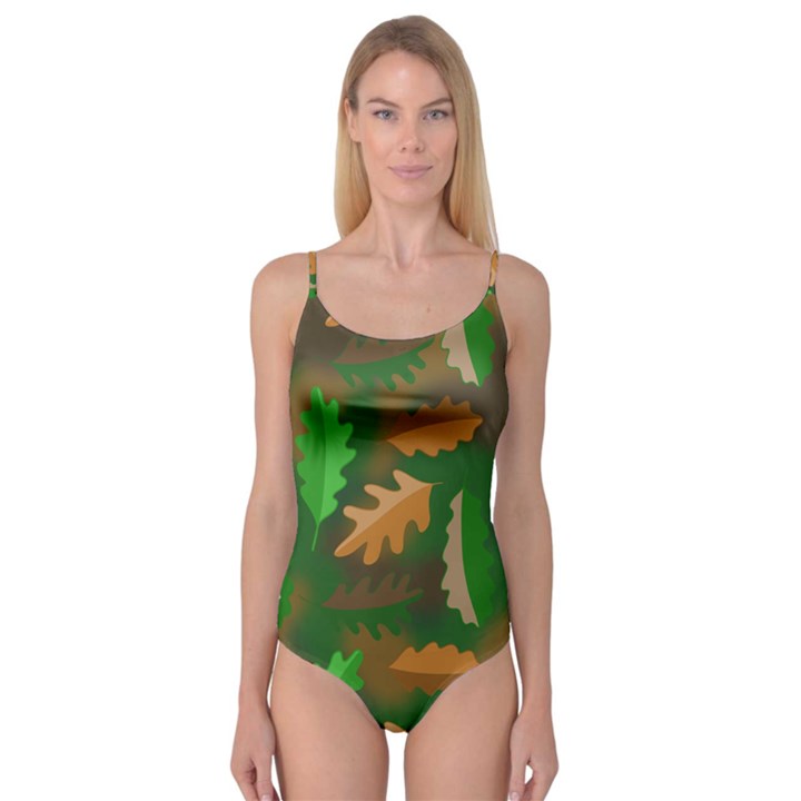 Leaves Foliage Pattern Oak Autumn Camisole Leotard 