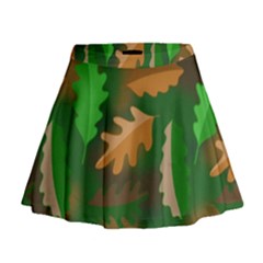 Leaves Foliage Pattern Oak Autumn Mini Flare Skirt