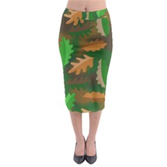 Leaves Foliage Pattern Oak Autumn Midi Pencil Skirt