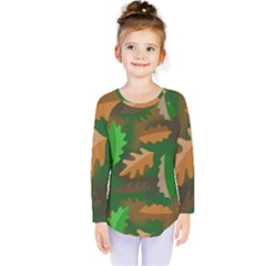 Leaves Foliage Pattern Oak Autumn Kids  Long Sleeve T-shirt