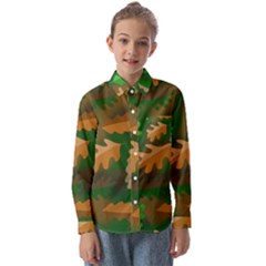 Leaves Foliage Pattern Oak Autumn Kids  Long Sleeve Shirt