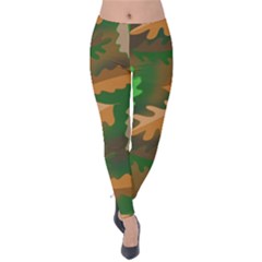 Leaves Foliage Pattern Oak Autumn Velvet Leggings