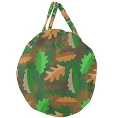 Leaves Foliage Pattern Oak Autumn Giant Round Zipper Tote