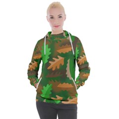 Leaves Foliage Pattern Oak Autumn Women s Hooded Pullover