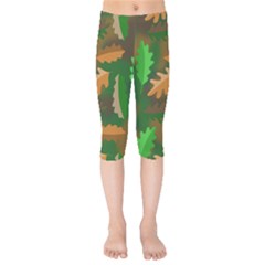 Leaves Foliage Pattern Oak Autumn Kids  Capri Leggings  by Maspions