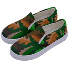 Leaves Foliage Pattern Oak Autumn Kids  Canvas Slip Ons