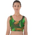 Leaves Foliage Pattern Oak Autumn Velvet Crop Top View1