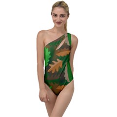 Leaves Foliage Pattern Oak Autumn To One Side Swimsuit by Maspions