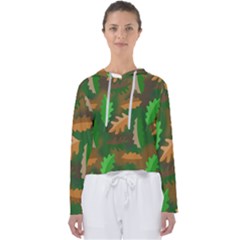 Leaves Foliage Pattern Oak Autumn Women s Slouchy Sweat