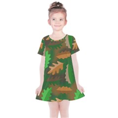 Leaves Foliage Pattern Oak Autumn Kids  Simple Cotton Dress