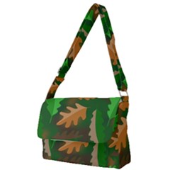 Leaves Foliage Pattern Oak Autumn Full Print Messenger Bag (s) by Maspions