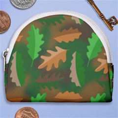 Leaves Foliage Pattern Oak Autumn Horseshoe Style Canvas Pouch