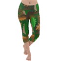 Leaves Foliage Pattern Oak Autumn Lightweight Velour Capri Yoga Leggings View1