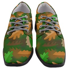 Leaves Foliage Pattern Oak Autumn Women Heeled Oxford Shoes