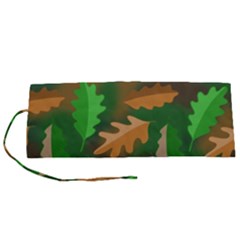 Leaves Foliage Pattern Oak Autumn Roll Up Canvas Pencil Holder (s)