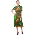 Leaves Foliage Pattern Oak Autumn Keyhole Neckline Chiffon Dress View1