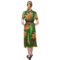 Leaves Foliage Pattern Oak Autumn Keyhole Neckline Chiffon Dress View2