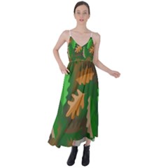 Leaves Foliage Pattern Oak Autumn Tie Back Maxi Dress