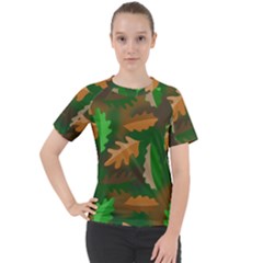 Leaves Foliage Pattern Oak Autumn Women s Sport Raglan T-shirt