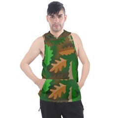 Leaves Foliage Pattern Oak Autumn Men s Sleeveless Hoodie