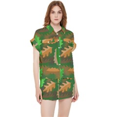 Leaves Foliage Pattern Oak Autumn Chiffon Lounge Set