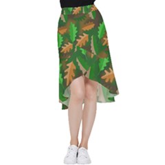 Leaves Foliage Pattern Oak Autumn Frill Hi Low Chiffon Skirt