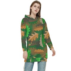 Leaves Foliage Pattern Oak Autumn Women s Long Oversized Pullover Hoodie