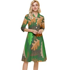 Leaves Foliage Pattern Oak Autumn Classy Knee Length Dress