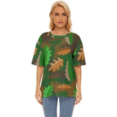 Leaves Foliage Pattern Oak Autumn Oversized Basic T-shirt by Maspions