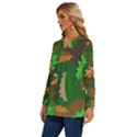 Leaves Foliage Pattern Oak Autumn Long Sleeve Drawstring Hooded Top View2